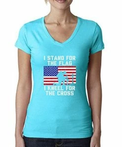 Wild Bobby Women Clothing I Stand For The Flag I Kneel For The Cross | Womens Americana/American Pride Junior Fit V-Neck Tee Graphic T-Shirt 50 Wild Bobby Women Clothing I Stand For The Flag I Kneel For The Cross | Womens Americana/American Pride Junior Fit V-Neck Tee Graphic T-Shirt