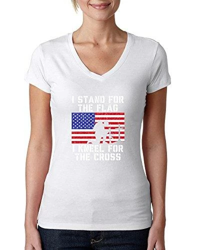 Wild Bobby Women Clothing I Stand For The Flag I Kneel For The Cross | Womens Americana/American Pride Junior Fit V-Neck Tee Graphic T-Shirt 27 Wild Bobby Women Clothing I Stand For The Flag I Kneel For The Cross | Womens Americana/American Pride Junior Fit V-Neck Tee Graphic T-Shirt