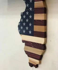 CedarValleyWorkshop Illinois Map American Flag Wall Hanging Flags & Banner