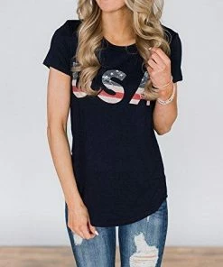 Imily Bela Short Sleeve Graphic USA Retro American Flag Tees Patriotic Tunic Shirts Women Clothing 21 Imily Bela Short Sleeve Graphic USA Retro American Flag Tees Patriotic Tunic Shirts Women Clothing