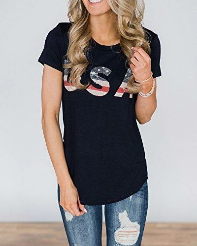 Imily Bela Short Sleeve Graphic USA Retro American Flag Tees Patriotic Tunic Shirts Women Clothing 8 Imily Bela Short Sleeve Graphic USA Retro American Flag Tees Patriotic Tunic Shirts Women Clothing