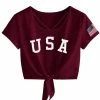 Women Clothing Imily Bela Womens Short Sleeve Summer Tops Cross Scoop Neck T-Shirt Knot Front USA Tees