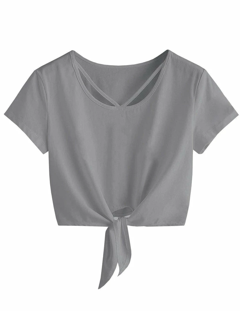 Women Clothing Imily Bela Womens Short Sleeve Summer Tops Cross Scoop Neck T-Shirt Knot Front USA Tees 7 Women Clothing Imily Bela Womens Short Sleeve Summer Tops Cross Scoop Neck T-Shirt Knot Front USA Tees