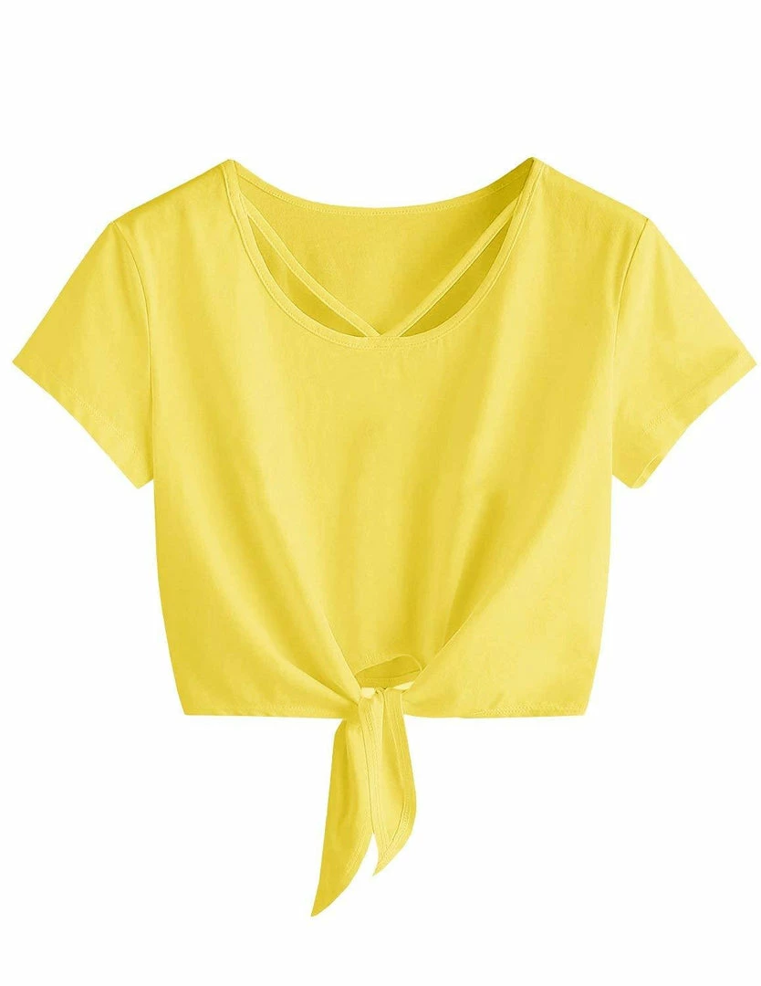 Women Clothing Imily Bela Womens Short Sleeve Summer Tops Cross Scoop Neck T-Shirt Knot Front USA Tees 18 Women Clothing Imily Bela Womens Short Sleeve Summer Tops Cross Scoop Neck T-Shirt Knot Front USA Tees