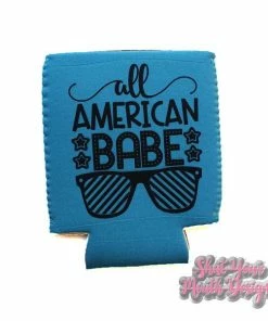 ShutYourMouthDesigns Independence Day, All American Babe, Beer Can Holder, Insulated Can Cooler, Party Favors, Drinking Gifts, Beer Sleeve, Funny Beer Can Cooli Kids Clothing