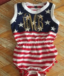 Online American Store Kids Clothing July 4th Baby Romper || AMERICA Romper || Monogrammed Patriotic Clothing
