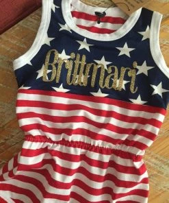 Online American Store Kids Clothing July 4th Baby Romper || AMERICA Romper || Monogrammed Patriotic Clothing