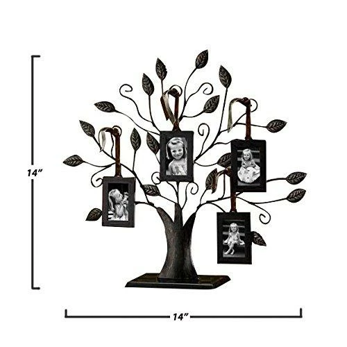 Klikel Bronze Family Tree Of Life Centerpiece Display Stand With 4 Hanging Photo Picture Frames, 13" W, Medium Wall Decor & Art 4 Klikel Bronze Family Tree Of Life Centerpiece Display Stand With 4 Hanging Photo Picture Frames, 13" W, Medium Wall Decor & Art