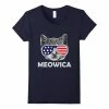 AMESION PRINTING 10 Store Labor Day Meowica USA American Cat Funny T-Shirt Women Clothing