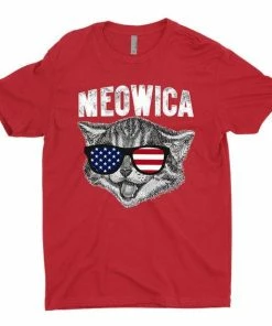 SublimeShirt Labor Day T-Shirt Gift Cat Shirt Gift : Meowica USA American Cat Funny T-Shirt For Cat Lovers Women Clothing