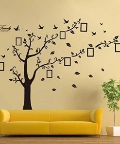 LaceDecaL Large Family Tree Wall Decal. Peel & Stick Vinyl Sheet, Easy To Install & Apply History Decor Mural For Home, Bedroom Stencil Decoration. DIY Photo Gallery Frame Decor Sticker
