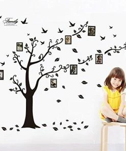LaceDecaL Large Family Tree Wall Decal. Peel & Stick Vinyl Sheet, Easy To Install & Apply History Decor Mural For Home, Bedroom Stencil Decoration. DIY Photo Gallery Frame Decor Sticker
