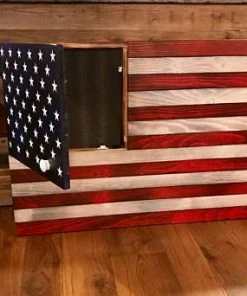 The American Store Large Rustic American Flag, Concealed Weapon Flag Cabinet, Wooden American Flag, American Flag Wall Art, Weathered American Flag,
