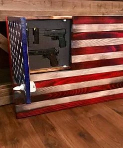 The American Store Large Rustic American Flag, Concealed Weapon Flag Cabinet, Wooden American Flag, American Flag Wall Art, Weathered American Flag,