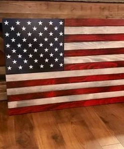 The American Store Large Rustic American Flag, Concealed Weapon Flag Cabinet, Wooden American Flag, American Flag Wall Art, Weathered American Flag,