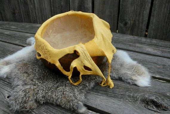 The American Store Native American Collection Leather Gourd Bowl, Harvest Bowl, Sunflower Bowl 3 The American Store Native American Collection Leather Gourd Bowl, Harvest Bowl, Sunflower Bowl