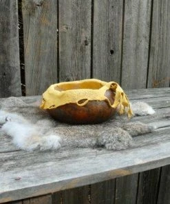 The American Store Native American Collection Leather Gourd Bowl, Harvest Bowl, Sunflower Bowl