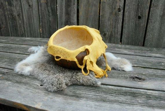 The American Store Native American Collection Leather Gourd Bowl, Harvest Bowl, Sunflower Bowl 5 The American Store Native American Collection Leather Gourd Bowl, Harvest Bowl, Sunflower Bowl