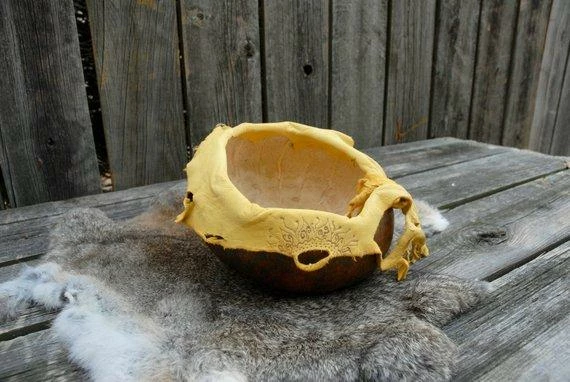The American Store Native American Collection Leather Gourd Bowl, Harvest Bowl, Sunflower Bowl 6 The American Store Native American Collection Leather Gourd Bowl, Harvest Bowl, Sunflower Bowl