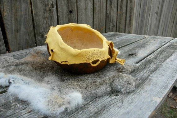 The American Store Native American Collection Leather Gourd Bowl, Harvest Bowl, Sunflower Bowl 7 The American Store Native American Collection Leather Gourd Bowl, Harvest Bowl, Sunflower Bowl