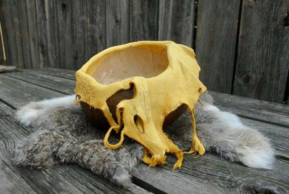 The American Store Native American Collection Leather Gourd Bowl, Harvest Bowl, Sunflower Bowl 11 The American Store Native American Collection Leather Gourd Bowl, Harvest Bowl, Sunflower Bowl