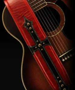 Online American Store Leather Guitar Strap, Red And Black Guitar Strap: Cardinals Cross Guitar Strap Accessories
