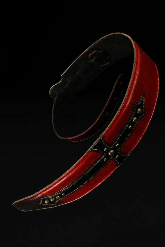 Online American Store Leather Guitar Strap, Red And Black Guitar Strap: Cardinals Cross Guitar Strap Accessories 4 Online American Store Leather Guitar Strap, Red And Black Guitar Strap: Cardinals Cross Guitar Strap Accessories