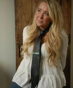 HollyHawkDesigns Native American Collection Leather Necktie, Native American Inspired Necktie,Beaded Necktie,Unique Necktie, Fringed Necktie