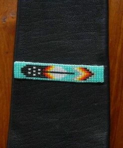 HollyHawkDesigns Native American Collection Leather Necktie, Native American Inspired Necktie,Beaded Necktie,Unique Necktie, Fringed Necktie