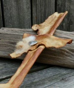 HollyHawkDesigns Leather Wall Cross, Leather And Fur Cross, Christian Cross, Religious Gift, Western Cross, Concho Cross Native American Collection