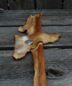 HollyHawkDesigns Leather Wall Cross, Leather And Fur Cross, Christian Cross, Religious Gift, Western Cross, Concho Cross Native American Collection