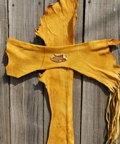 HollyHawkDesigns Native American Collection Leather Wall Cross, Western Wall Cross, Christian Cross, Religious Gift, Rustic Wall Cross, Yellow Leather Cross