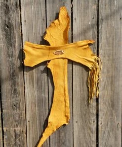 HollyHawkDesigns Native American Collection Leather Wall Cross, Western Wall Cross, Christian Cross, Religious Gift, Rustic Wall Cross, Yellow Leather Cross