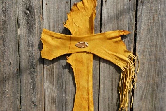 HollyHawkDesigns Leather Wall Cross, Western Wall Cross, Christian Cross, Religious Gift, Rustic Wall Cross, Yellow Leather Cross Native American Collection 8 HollyHawkDesigns Leather Wall Cross, Western Wall Cross, Christian Cross, Religious Gift, Rustic Wall Cross, Yellow Leather Cross Native American Collection