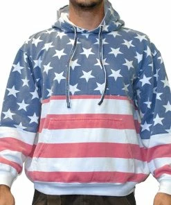Licensed-Mart Originals Unisex Proud American Flag Pullover Hoodie Sweatshirt Mens Clothing