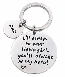 Gift Collection LParkin Father's Day Keychain - I'll Always Be Your Little Girl.You Will Always Be My Hero Keychain, Stainless Steel