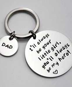 Gift Collection LParkin Father's Day Keychain - I'll Always Be Your Little Girl.You Will Always Be My Hero Keychain, Stainless Steel
