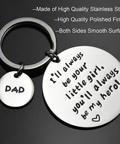 Gift Collection LParkin Father's Day Keychain - I'll Always Be Your Little Girl.You Will Always Be My Hero Keychain, Stainless Steel