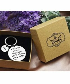 Gift Collection LParkin Father's Day Keychain - I'll Always Be Your Little Girl.You Will Always Be My Hero Keychain, Stainless Steel