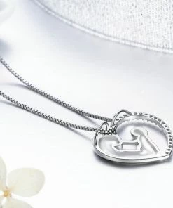 Onlineamericanstore Luxury 925 Sterling Silver Deep Love Of Parents Heart CZ Pendant Necklaces For Women Authentic Jewelry