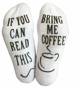 Haute Soiree Women Clothing Luxury Cotton"Bring Me Coffee" Funny Socks - Perfect Mother's Day Gift For Her, Hilarious Novelty Or Gag Gift Idea For Wife Or Husband - Best White Elephant Present For Coffee Lover