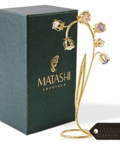 Matashi Best Ever Parent's Day Gift - Crystal Flower Tabletop Ornament Floral Arrangement | Elegant Home Or Office Décor | Intricate Stem And Petal Details | (Silver, Pink & Purple Crystals)