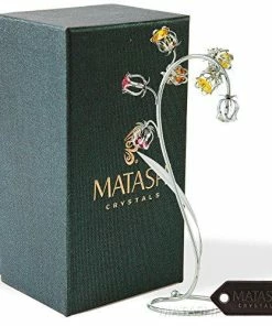 Matashi Best Ever Parent's Day Gift - Crystal Flower Tabletop Ornament Floral Arrangement | Elegant Home Or Office Décor | Intricate Stem And Petal Details | (Silver, Pink & Purple Crystals)