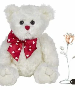 Gift Collection Matashi Parent's Day Gift - Chrome Plated Silver Rose Crystal Studded “Loving Flower Ornament”, Within Luxury Gift Box, By Great Gift Idea