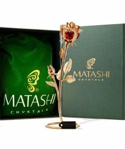 Gift Collection Matashi Parent's Day Gift - Chrome Plated Silver Rose Crystal Studded “Loving Flower Ornament”, Within Luxury Gift Box, By Great Gift Idea