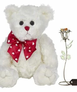 Matashi Parent's Day Gift -Rose Flower Tabletop Ornament W/Clear Crystals, Long-Stem, Metal Decorative Home Décor | Elegant Craftsmanship (Single Rose Large, Silver With Red Crystals)