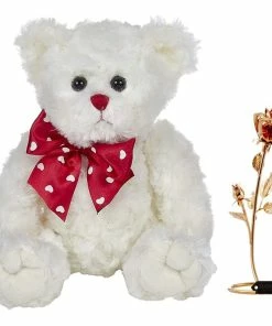 Matashi Parent's Day Gift -Rose Flower Tabletop Ornament W/Clear Crystals, Long-Stem, Metal Decorative Home Décor | Elegant Craftsmanship (Single Rose Large, Silver With Red Crystals)