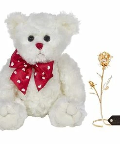 Matashi Parent's Day Gift -Rose Flower Tabletop Ornament W/Clear Crystals, Long-Stem, Metal Decorative Home Décor | Elegant Craftsmanship (Single Rose Large, Silver With Red Crystals)