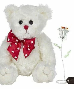 Matashi Parent's Day Gift -Rose Flower Tabletop Ornament W/Clear Crystals, Long-Stem, Metal Decorative Home Décor | Elegant Craftsmanship (Single Rose Large, Silver With Red Crystals)