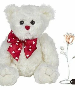 Matashi Parent's Day Gift -Rose Flower Tabletop Ornament W/Clear Crystals, Long-Stem, Metal Decorative Home Décor | Elegant Craftsmanship (Single Rose Large, Silver With Red Crystals)